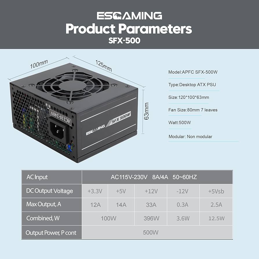 ITXとSFX SFX 600W Watt PC Power Supply Mini ITX Micro PSU Full